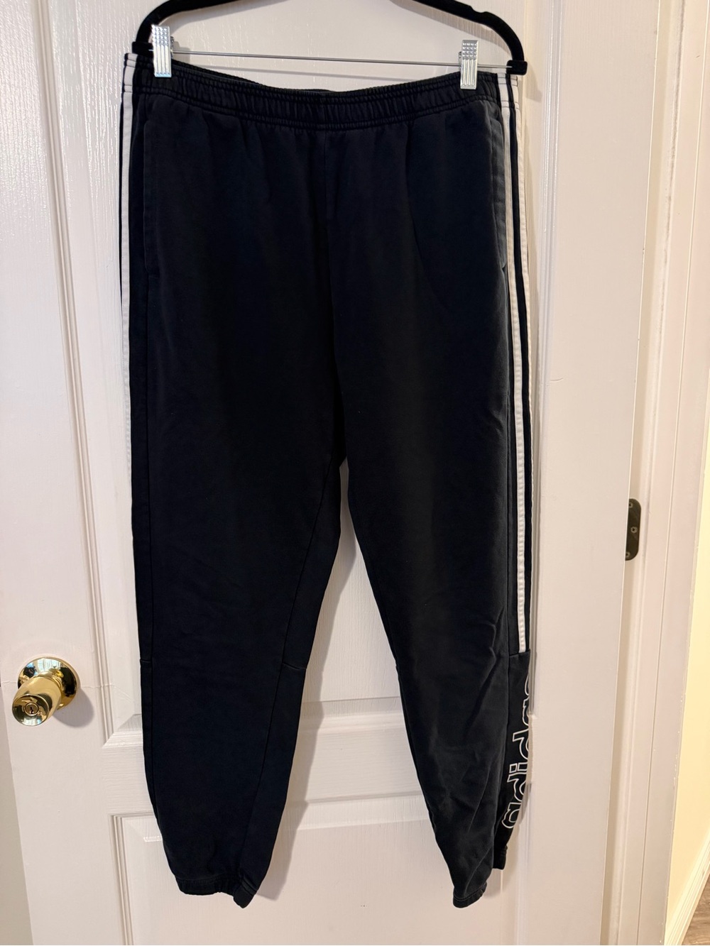 adidas Black Joggers with White Side Stripes